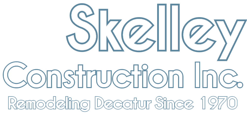Skelley Construction Inc. logo - Remodeling Decatur Since 1970 - White Text