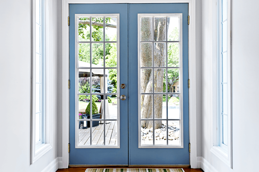 blue painted French doors - Decatur, IL