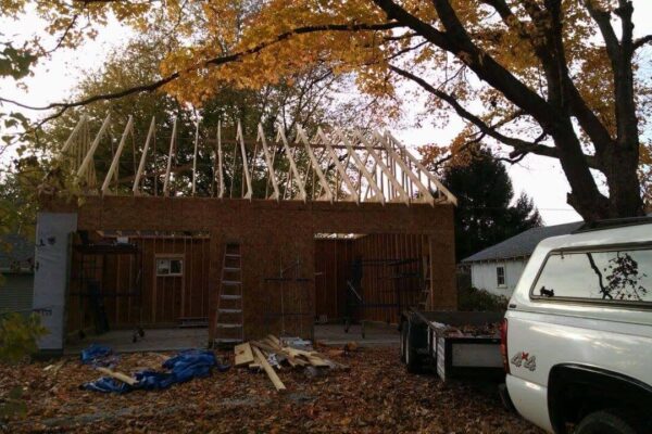 Skelley Construction Inc. - two car garage/shed construction in progress - Decatur, IL